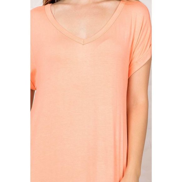 Peach V-Neck Side Slit Maxi Dress - Picture 7 of 8